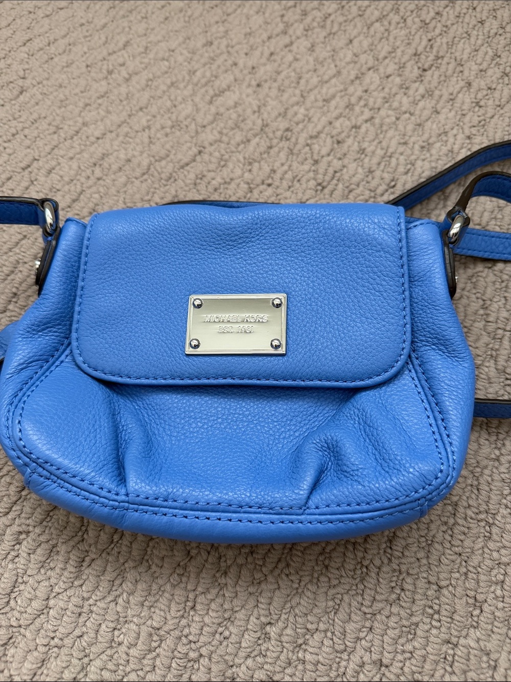 MICHAEL Michael Kors Cobalt Blue Pebbled Leather Crossbody